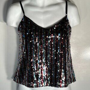 Skies Are Blue NWT SZ XL Rainbow Sequin Camisole Y2K Feminine Dressy Nightlife